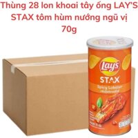 Snack Khoai tây lon LAY'S STAX vị tôm hùm nướng ngũ vị 70g
