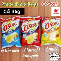 Snack khoai tây  (Ostar) gói 36g vị tảo biển/muối/kim chi Hàn Quốc
