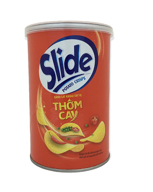 Snack khoai tây vị thơm cay Slide lon 75g