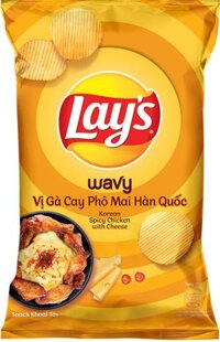Snack Lay's Wavy Vị Gà Cay Phô Mai Hàn Quốc Gói 95g