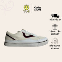 Sneaker Nữ Cổ Thấp Size 34, Giày Thể Thao Nữ Đế Thấp Màu Trắng Đỏ Chất Liệu Vải Canvas, Giày Xuất Xịn YAMI