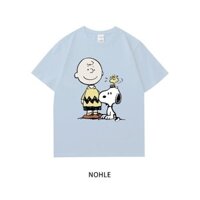 Snoopy 100% cotton oversized short sleeve tops cute cartoon print Classic Loose Tshirt Unisex 5.31