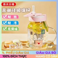 [Snoopy] Cốc nước ống hút Thủy tinh chịu nhiệt độ cao 800ml SNP7218[SK]