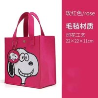 Snoopy Snoopy, Túi xách nỉ dày hoạt hình nhỏ Túi in hình, Túi xách sinh viên Túi đi chơi 25.2.24