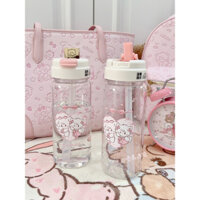 Snow Island Store mikko Đồng Thương Hiệu Cốc Nước Bằng Nhựa Trong Suốt Dễ Thương Cốc Ống Hút Dung Tích Lớn Di Động Cốc