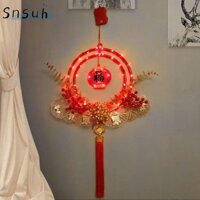 Snsuh Nhẫn Đèn Lồng Đỏ, Phong Cách Trung Hoa Lá Vàng Lễ Hội Mùa Xuân Trang Trí Treo, Quả Berry Đỏ Với Đèn Led Chống Đỡ Năm