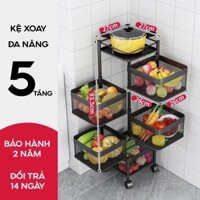 💓[SỐ 1 SHOPEE]💓Kệ Săt Khay Vuông Xoay Kệ Đựng Đồ Đa Năng 5 Tầng Có Bánh Xe Xoay 360 Độ, Sơn Tĩnh Điện, Không Cần Lắp Ráp