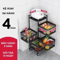 💯[SỐ 1 VỀ GIÁ ]💯Kệ Săt Khay Vuông Xoay ⭐️ 𝑭𝒓𝒆𝒆𝒔𝒉𝒊𝒑 ⭐️Kệ Đựng Đồ Đa Năng 4 Tầng Có Bánh Xe Xoay 360 Độ, Sơn Tĩnh Điện