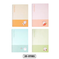 Sổ 20-011A5, Khổ B5, sổ lò xo đôi, bìa giấy bồi, cán màng cát kim tuyến, dòng kẻ ngang, ĐL 100gsm, 200 trang