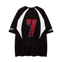 Số 7 Mỹ nối mùa hè tông màu ngắn tay áo T-shirt in cho nam giới và phụ nữ cặp vợ chồng phù hợp lỏng lẻo giải trí