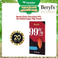Sô cô la Beryls No Added Sugar Dark 99% Chocolate 90g : Sô Cô La Nguyên Chất Không Đường Tinh Tế