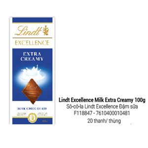 Sô cô la Lindt Excellence đậm sữa (Extra Creamy ) 100g