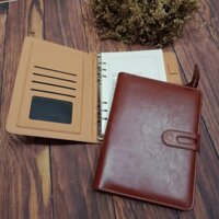 Sổ còng A5 bìa da bóng 6 nhẫn O-ring dày dặn, chắc chắn khuy từ cao cấp sang trọng W508