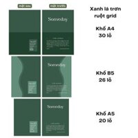 Sổ Còng B5 A4 A5 Crabit Someday Sổ Ghi Chép Bullet Journal Công Việc Học Tập Ruột Chấm Dotgrid Ruột Grid 100 Trang - Xanh lá trơn - B5 Sổ Dot