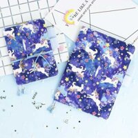 Sổ da A6 bìa còng trơn ghi chép kế hoạch và planner và bullet journal xanh Unicorn / Set
