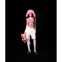 So Dópe.Club - Áo thun sọc hồng đính nơ và quần lửng ống rộng trắng phối ren Đào