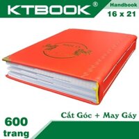 SỔ GHI CHÉP BÌA DA HANDBOOK CAO CẤP 600 trang size A5 ruột giấy in caro có CẮT GÓC và May Gáy