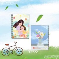 Sổ ghi chú A5 họa tiết Family chất lượng cao 120 trang - Giấy Vở Con Rồng - 100,Kẻ ngang  Lò xo đen