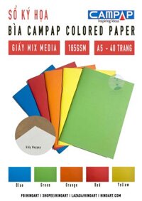 Sổ ký họa bìa trơn Campap Deep Color ruột giấy Maypap A5 165gsm - 40 trang