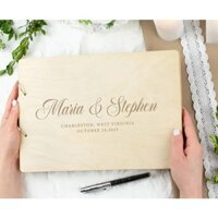 Sổ Lưu Bút ký tên Thiết Kế Đục Lỗ Phong Cách Mộc Mạc Cho Đám Cưới T326|Thao Wedding EST2018