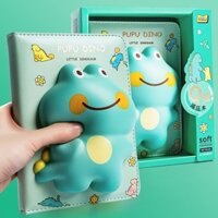 Sổ lưu niệm ếch Dino- Sổ viết tay- notebook kèm thú dẻo xả stress