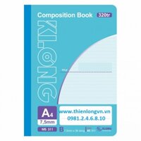 Sổ may dán gáy A4 - 320 trang Klong 311 - Xanh biển