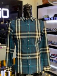 Sơ Mi Burberry Kẻ Cân Xanh Cổ Vịt 4005823