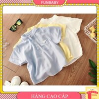 Sơ mi cho bé trai 2-8 tuổi cộc tay cổ tàu túi ngực Tommy, Áo hè trẻ em vải đũi nhẹ mát