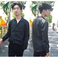 Sơ mi Đen Cuban kẻ sọc
