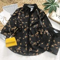 Sơ mi đen hoa vàng