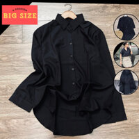 Sơ Mi Đen Vải Mát ít nhăn - Áo Sơ Mi Đen Nữ Big Size - đủ size. form rộng.