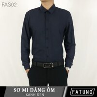 Sơ mi HỘP nam dài tay hãng Fatuno vải lụa cotton (FAS02-Màu xanh đen)