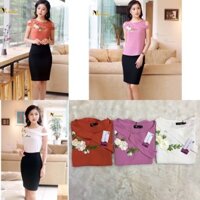 Sơ mi khoét vai thêu hoa ruy băng SM72