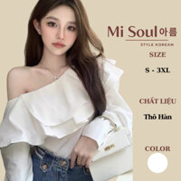 Sơ Mi Lệch Vai Bèo Ngực Dài Tay Cổ Bèo Tiểu Thư Misoul, Áo Sơ Mi Trễ Vai Phối Dài Tay Kiểu Công Sở Mặc Đi Làm 151