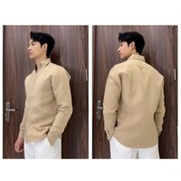 Sơ Mi Nam Cổ V  Tapta Dài Tay, Áo Sơ Mi Nam Công Sở Hàn Quốc Đen Trắng Nude Thời Trang Nam HL Store