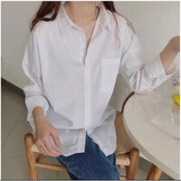 Sơ mi nữ basic nhiều màu, Áo sơ mi trắng dài tay form rộng thích hợp mặc đi chơi, đi du lịch dễ phối đồ