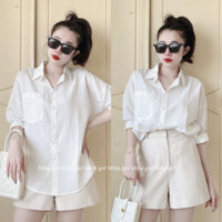 Sơ mi nữ basic nhiều màu, Áo sơ mi trắng dài tay form rộng thích hợp mặc đi chơi, đi du lịch dễ phối đồ