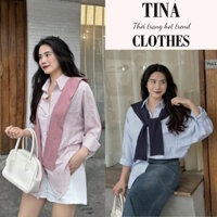 Sơ mi nữ tay dài kèm khăn phong cách Hàn Quốc, set đồ nữ công sở đi học đi làm form rộng hot trend hcom2753