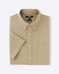 Sơ mi oxford nam ngắn tay U vàng cát