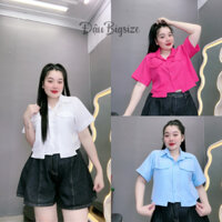 Sơ Mi Tay Ngắn Big Size Dáng Croptop Túi Hộp Vải Lụa Chéo Trơn Ít Nhắn Thoải Mái SM162