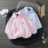Sơ Mi Tay Ngắn (Hồng,Xanh) Sọc Kẻ Cho Nam Và Nữ - PANTU UNISEX