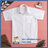 Sơ mi trắng đồng phục học sinh tiểu học chất liệu Cotton 100%, có mác các trường tiểu học,1950 by Đức Hạnh