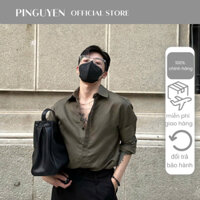 Sơ Mi Xanh Rêu Che Nút Basic, Sơ Mi Nam Thời Trang Cao Cấp PINGUYEN 167
