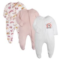 Sơ Sinh Bé Romper Bé Gái Dài Tay Cotton Dây Kéo Đôi Bộ Đồ Ngủ Bé Gái Hoạt Hình Dễ Thương In Hình Quần Áo