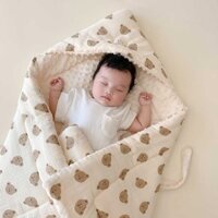 Sơ Sinh Cho Bé Gói Chăn Thu Đông Sơ Sinh Dày Sơ Sinh Gói Chăn Cotton Nguyên Chất Beanie Nhung Phòng Giao Hàng Đi Chơi Hosp