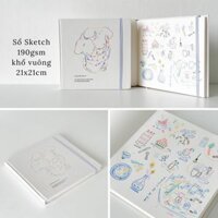 Sổ sketchbook 190gsm Crabit vẽ chì phác thảo A4 A5 vuông - Skecthbook Vuông