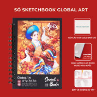 Sổ Sketchbook GLOBAL ART 230gsm, Sổ Vẽ Màu Nước A4 A5 Chuyên Phác Thảo Giấy Không Kỵ Tẩy, Lên Màu Chuẩn S003/S004