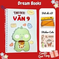 Sổ Takenote Văn 9 tổng hợp công thức trang trí sticker dễ hiểu- 2 loại sổ lò xo bìa trong Beta, sổ còng đóng Binder - Xoắn A5