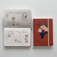 Sổ tay A5 ghi chép chấm dot, grid, kẻ ngang, ô vuông Crabit 130gsm, 144 trang, chuyên bullet journal, vẽ,Sunday Social - Sổ dot - Hoa đỏ