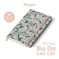 Sổ tay bìa da Flower Club A5 handmade giấy 100GSM (Chấm/Caro/Kẻ ngang/Trơn)